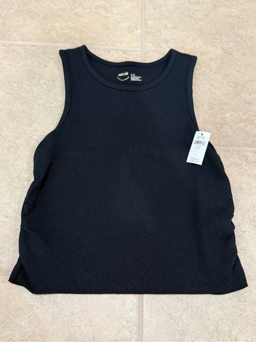 aerie Black Ribbed cropped Tank Top